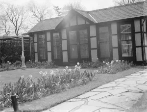 Garden Prints: Mr Swans aviary on the grounds of his home at 21 Rectory Lane in Sidcup, Kent