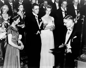 Award Prints: Mr T B Eliot, English poet who received the Nobel Prize for Literature, seen with