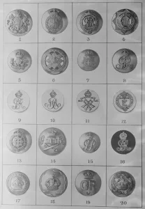 Mr Trendells illustration, buttons, plate I. 2 May 1921 Illustration