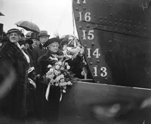 Single Funnel Prints: Mrs Beazley launches the Cunarder Samaria at Birkenhead 27 November 1920