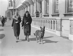 Mrs Charles Sweeney out for first time in Brighton, after her illness. 28 March 1934