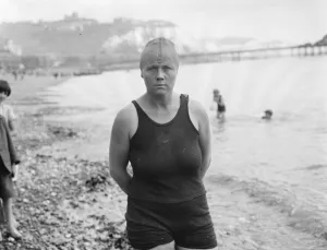 Framed Print : Mrs Corson, who is to attempt to swim the channel. 12 August 1926
