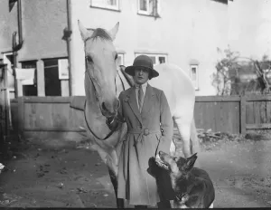 Mrs G Duller trains thoroughbred horses and Alsatian Wolfhounds at her residence at Epsom