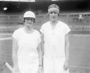 Mrs L A Godfree ( left ) and Miss Joan Fry tennis stars. 1926