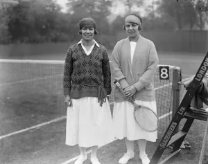 Mrs Mallory Wins at Chiswick Mrs Mallory on the left with Miss Torne her opponent