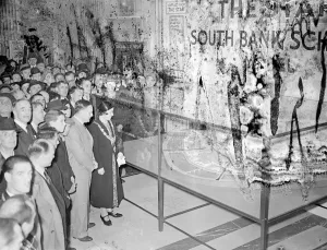 Mrs Phyllis Tidy, Mayor of Soutwark, with Mr Cyril Kew, at todays opening of a model