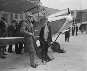 Mrs Spencer Cleaver with Captain Drew before starting her flight to Baghdad and India