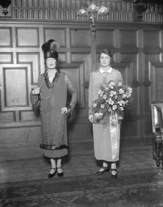 Mrs Wilfrid Ashley as a mannequin. Mrs Wilfrid Ashley ( left ) as a mannequin