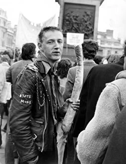 Images Dated 27th January 2016: National Characters - Rocker in Trafalgar Square, London I hate Mods ! fashion
