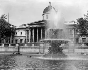 National Gallery building in Trafalgar Square, London, UK, England