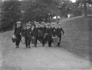 Uniforms Prints: Naval cadets from the Thames Nautical College training ship HMS Worcester are being