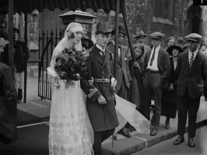 Groom Prints: Naval Officers wedding. Lt Geoffrey Wells, RN, of HMS Royal Sovereign, son of Sir William