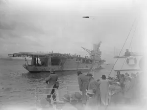 Naval review at Spithead. HMS Hermes, the famous seaplane carrier. 26 July 1924