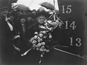New Cunard Liner Samaria launched at Birkenhead Mrs Beasley, wife of J H Beasley Esq