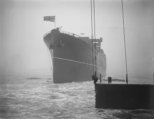 New Cunarder Samaria being launched at Birkenhead The new Cunarder being launched 27th