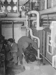 New juvenile court building in Bromley, London. An interior view of the boiler room