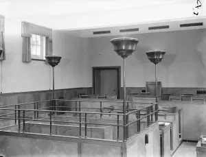 Dock Prints: New juvenile court building in Bromley, London. An interior view. 1937