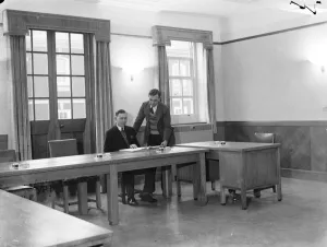 New juvenile court building in Bromley, London. An interior view. 1937