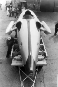 New Malden, Surrey: A view of John Cobb, with his revolutionary speedboat Crusader
