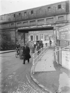 The new railings on Sidcup rail bridge in Kent. 1937