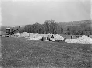 New sewers being built in Farningham, Kent. 1937