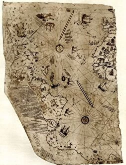 Ship Collection: The new world revealed to Islam in 1513. The map of the Atlantic, work of Admiral