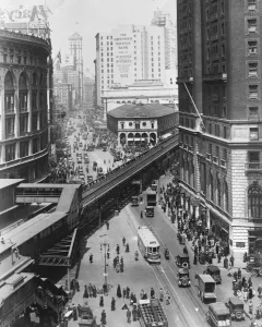 New York. Greeley and Herald square. Showing Broadway. 1926