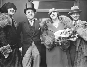 Notable musical visitor to broadcast Mme D Alvarez photographed on her arrival