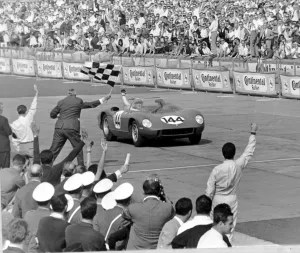 Nurburgring Germany Italys Ludovice Scarfietti in his Ferrari car crosses the finish