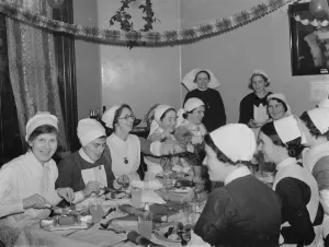 Uniforms Prints: The nurses Christmas dinner at Livingstone Hospital in Dartford, Kent