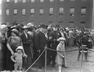 Oak apple day inspection at Royal Chelsea Hospital. Lt General Sir William Pulteney Pulteney