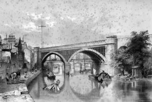 Boats Prints: Oblique wooden bridge, Bath