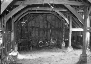 An old barn at Stonehall Farm, Oxted, Surrey, to be demolished and the materials