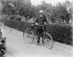 The oldest cyclist in the world Mr Charles Tulley of Hassocks Surrey who