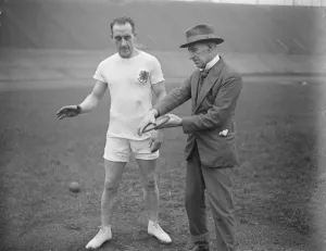 Olympic athletes training at the White City. Under the supervision of Mr Harry Andrews