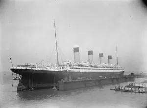Olympic enters Southamptons huge floating dock 12 July 1924