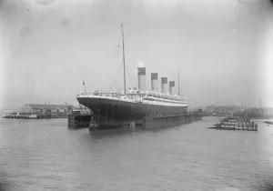 Olympic enters Southamptons huge floating dock 12 July 1924