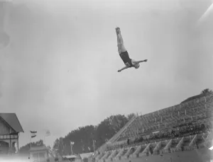 British Prints: Olympic Games at Antwerp Harold Clarke of the Great Britain team competing in