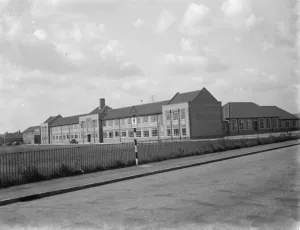 Windows Prints: The opening of Blackfen Central School, Kent. External view of the school from the road