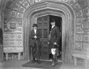 Aristocrats Prints: Opening meet of the Eridge hounds at Eridge Castle. Lord Henry Nevill with Lady Nevill