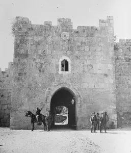 British Prints: The outbreak in Jerusalem - Jewish barrister and friend shot at Herods Gate