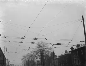 Urban Prints: Overhead electrical trolleybus wires. 1937