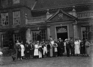 Oversees visitors at Lullingstone Castle. 25 May 1937