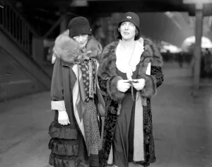 At Paddington, on her return from America. Lady Diana Cooper (right) and her mother