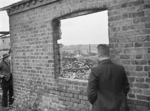 Padham farm fire in Swanley. The charred remains. 1936