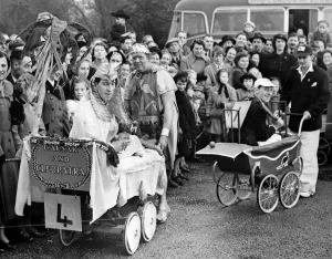 Fifties Prints: Pagham, Sussex : Pram Pushers and Babies. F Smith and baby W. Paige were among