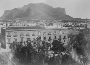 Palermo The Hotel des Pallmes dwarfed by Mount Pellegrino 9 October 1922