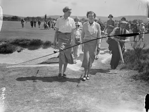 Pam Barton in play in the womens international golf match. Britain met France in