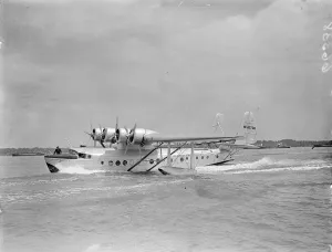 The Pan American flying boat, Clipper III landing at Southampton