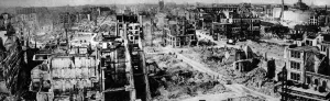 A panoramic view of one of the badly bombed areas of the city of London taken